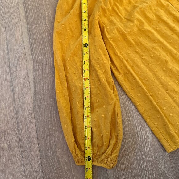 Madewell Yellow Floral Embroidered Smocked-Neck Raglan Balloon Sleeve Women's M - Picture 10 of 15